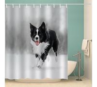 IDIDOS Border Collie Shower Curtain Bathroom Bathtub Anti-Mildew Polyester Fabric Bathroom Shower Curtain Animal Dog Bath Curtain With Hooks （120x180 cm）
