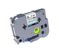 IDIK 24mm Blue on White Label Tape TZ 253 Tze 253 Compatible for Brother P-Touch Printer