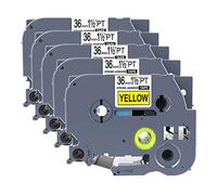 IDIK 5PCS Compatible for Brother P-Touch TZ-S661 Strong Adhesive Black on Yellow Label Tape (36mm*8m)