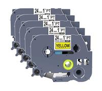 IDIK 5PCS Compatible for Brother TZ-S641 P-Touch Strong Adhesive Black on Yellow labeltape 18mm*8m