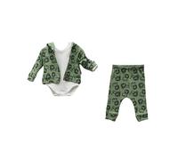 IDILCO Baby boy clothes, toddler boy 3 piece outfit, baby boys’ clothing set, newborn baby boy outfit set, infant clothing set 3-6 -9 Months, leggings+bodysuit+hoodie(coat)(green, 3 Months)