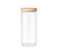 KitchenCraft Glass Storage Jar with Beechwood Lid, 1000ml