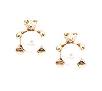 Idin Jewellery - Gold-tone teddy bear with white faux pearl clip on earrings
