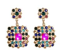 Idin Jewellery Multicoloured Crystals Square Art Deco Style Vintage Inspired Drop Earrings