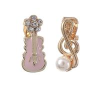 Idin Jewellery - Pink Violin and Treble Clef Asymmetrical Clip On Earrings