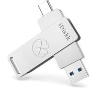 iDiskk 256GB Flash Drive for iPhone 17/16/15 Pro/Max, USB-C iPad, MacBook, Android, 500MB/s, High-Speed USB 3.2 Memory Stick with Auto Backup App for Photos/Videos, External Storage for Phones/PC