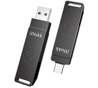 iDiskk 256GB Solid State USB Flash Drive,USB3.2 1000MB/s High Speed Thumb Drive SSD, Gen2 USB-C Photo Stick for iPhone16/15 USB-C iPad/Android Phones,Laptop/Mac and Tablet,Grey（No Need App)