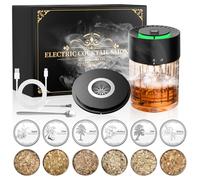 iDiskk Electric Cocktail Smoker Kit, Rechargeable Whiskey Smoker, Built-in Lighter,6 Wood Chips for Old Fashioned Drinks, Bourbon, Whiskey Mixology, Thoughtful Gift for Men