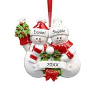 iDIY 2025 Personalised Couple Christmas Baubles - Custom Snowman Ornaments with Names, Customised Resin Keepsake Gifts for Christmas Tree Decoration