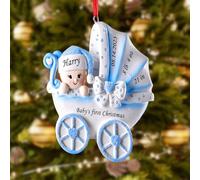 iDIY Baby Boy First Christmas Ornament - Custom Name & Date - Personalized Baby's First Christmas Ornament - Grandson Ornament - Keepsake