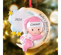 iDIY Baby First Christmas Bauble - 1st Christmas Bauble - Customised Name & Date - Personalised Xmas Tree Decorations