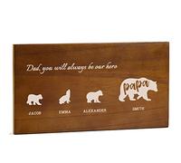 iDIY Father-Day-Gifts for Dad:Personalised-Gifts,11'' Customised Papa Bear & Cubs Sign Dad Gifts from Daughter/Son(three bears)