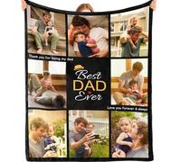 iDIY Gifts for Men - Personalised Blanket Photo Blanket with Photo and Text Custom Blankets Personalised Gifts Fathiss, Step Dad,Grandad,Him, for Birthday Anniversary