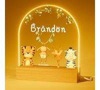 iDIY Personalised Baby Gifts - Customised Name Night Light for Baby Nursery, Custom Gifts for Girls and Boys - Jungle Friends