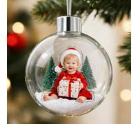 iDIY Personalised Babys First Christmas Bauble 2025 - Custom 3D Photo Ball Decoration for Christmas Tree - Acrylic Hanging Snow Globe - Xmas Ornament Gifts for Baby Grandkids Newborn