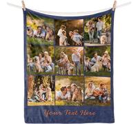 iDIY Personalised Blanket - Custom Blanket with 9 Photos & Text - Perfect Personalised Gifts for Adults, Valentines Day & Birthdays - Customised Blanket for Loved Ones
