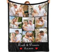 iDIY Personalised Blanket- Custom Blanket with Photo and Text Customized Gifts for Him Her Valentines Boyfriend Girlfriend Couple Anniversary (8 Photos)-Personalised Gifts for Women & Men