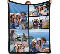 iDIY Personalised Blanket- Custom Blanket with Photo and text Personalised Gifts Valentines Gifts for Him Her Valentines Boyfriend Girlfriend Couple Birthday Anniversary (6 Photos)