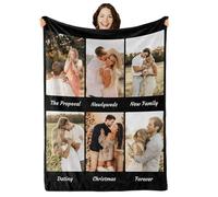 iDIY Personalised Blanket with Photo and Text - Ships Next Day - Customisable Blanket Photo Throw - Customised Gifts for Family and Couples - 6 Photos