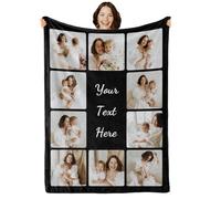 iDIY Personalised Blanket with Photo and Text - Ships Next Day - Customisable Blanket Photo Throw - Customised Gifts for Family and Couples - 10 Photos