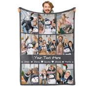 iDIY Personalised Blanket with Photo and Text - Ships Next Day - Customisable Blanket Photo Throw - Customised Gifts for Family and Couples - 9 Photos