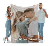 iDIY Personalised Blanket with Photo and Text - Ships Next Day - Customisable Blanket Photo Throw - Customised Gifts for Family and Couples - 1 photo