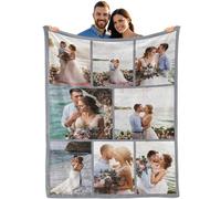 iDIY Personalised Blanket with Photo and Text - Ships Next Day - Customisable Blanket Photo Throw - Customised Gifts for Family and Couples - 8 Photos