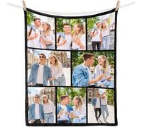 iDIY Personalised Blanket with Photo & Text-Custom Blanket for Adults Personalised Gifts for Women Mens Her Him Gifts for Family Kids Friends Valentines Father's/Mother's Christmas(8 Photos)