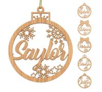 iDIY Personalised Christmas Bauble with Name - Personalised Wooden Snowflake Bauble 2025, Custom Decorations for Christmas Tree 1-6 Style