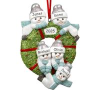 iDIY Personalised Christmas Baubles - Handcrafted Family Christmas Decorations - Custom Engraved Names & Year - Premium Resin - Family of 5