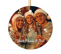 iDIY Personalised Christmas Baubles with Photo - Custom Picture Text Baubles for Christmas 2023, Customised Ceramic Xmas Tree Decor, for Kids, Mom, Dad, Friends, Loves by Bemaystar