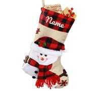 iDIY Personalised Christmas Stocking with Name - 3D Santa Reindeer Gnome Snowman Customised Stockings for Christmas - 18" Personalised Xmas Stockings - Snowman