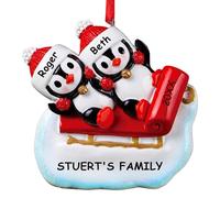 iDIY Personalised Family Christmas Bauble - Family of 2/3/4/5/6/7/8 Penguin Decoration for Christmas Tree - Custom Resin Ornament with Names & Year - Handcrafted Keepsake for 2 Members