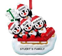 iDIY Personalised Family Christmas Bauble - Family of 2/3/4/5/6/7/8 Penguin Decoration for Christmas Tree - Custom Resin Ornament with Names & Year - Handcrafted Keepsake for 4 Members