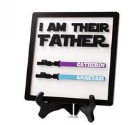 iDIY Personalised Father's Day Gifts - I AM THEIR FATHER Wooden Lightsaber Sign, 3D Custom 2 Names Wood Sign, Personalized Gifts for Dad Papa from Daughter Son Wife