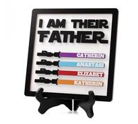iDIY Personalised Father's Day Gifts - I AM THEIR FATHER Wooden Lightsaber Sign, 3D Custom 4 Names Wood Sign, Personalized Gifts for Dad Papa from Daughter Son Wife