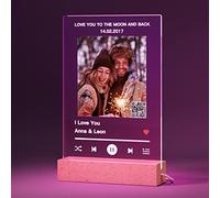 iDIY Personalised Gifts for Couple - Customised Photo Music Plaque with QR Code - Custom Song Album Cover Glass Plaque- Decor Presents, M