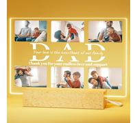 iDIY Personalised Gifts for Dad - Customised Fathers Day Photo Album with Picture and Text, 8.7x5.9 Inch, Optional LED, Dad Birthday Gifts from Daughter Son