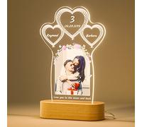 iDIY Personalised Gifts for Men/Women- Romantic Wedding Engagement Gifts Personalised Photo Heart Lamp with Name and Text - Customised Gifts for Him Her Boyfriends Girlfriend