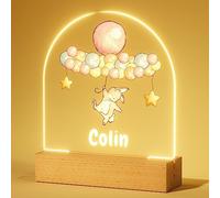 iDIY Personalised Night Lights for Kids - Customised Baby Baptism Gifts, Christening Gifts, Newborn, Baby Birthday Present, Rabbit