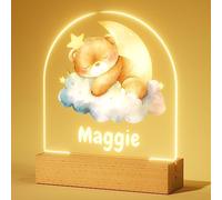 iDIY Personalised Night Lights for Kids - Customised Baby Baptism Gifts, Christening Gifts, Newborn, Baby Birthday Present, Bear