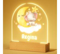 iDIY Personalised Night Lights for Kids - Customised Baby Baptism Gifts, Christening Gifts, Newborn, Baby Birthday Present, Elephant