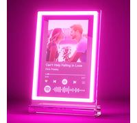 iDIY Personalised Photo Gifts for Women - Personalised Spotify Plaque Gift with Neon Sign - Customised Photo Music Plaque - Original Anniversary Decoration for Boyfriend Couple Christmas