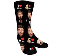 iDIY Personalised Socks with 3 Photos and Text - Funny Custom Socks,Personalised Gifts for Men,Women,Photo Gifts for Birthday,Valentine's Day,Christmas