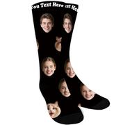 iDIY Personalised Socks with 3 Photos and Text-Funny Custom Socks,Personalised Gifts for Men,Women,Photo Gifts for Birthday,Valentine's Day,Christmas