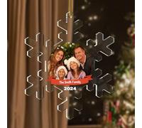 iDIY Personalized Christmas Baubles 2025 - Custom Photo Baubles with Text, Snowflake for Christmas Trees Decorations, Gifts for Mom Dad Baby Pets Friends Lovers