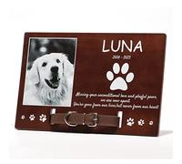 iDIY Personalized Dog Memorial Gifts for Loss Of Dog - Dog Memorial Picture Frame with Collar Holder, Pet Picture Memorial Frame, Pet Collar Keepsake Frame, Sympathy Dog or Cat 7.8x11.8 inch