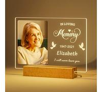 iDIY Personalized Memorial Gifts - Custom Photo Lamp, in Loving Memory Picture Frame Loss of Loved One, Memorial Plaque Night Light w/ Photo, Condolence Sympathy Bereavement Gifts Loss of Family