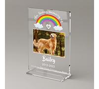 iDIY Personalized Pet Memorial Gifts - Custom Rainbow Bridge Pet Loss Gifts, Dog Memorial Plaque with Picture, Cat Memorial Photo Frame Sympathy Gifts, Pet Remembrance Gift in Memory of Dog