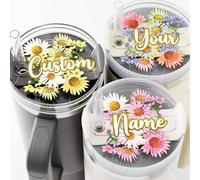 iDIY Personalized Stanl-y Name Plate 30/20 oz,Custome Stanl-y Cup Accessories,Stanl-y Name Tag with Flower, Gift Ideas for Teenage Girls,Daughters, Nieces and Granddaughters (Daisy)